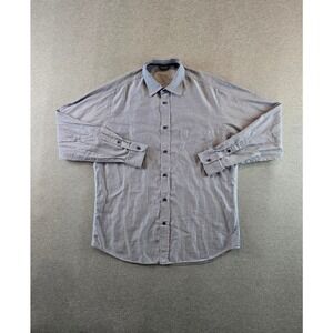 Ermenegildo Zegna Sport Button Down Shirt Mens L Blue Striped Long Sleeve Pocket